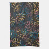 砂ドルライン赤い黄色の青 キッチンタオル (縦)