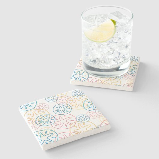 砂ドルライン赤い黄色の青 ストーンコースター (横)