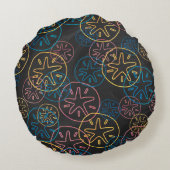 砂ドルライン赤い黄色の青 ラウンドクッション (裏面)