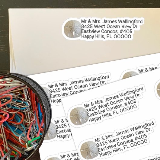 砂ドル型差出人住所シール シール