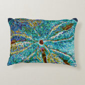 砂ドル抽象芸術ティール(緑がかった色)ブルーパターンギフトの好意 アクセントクッション (裏面)