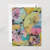 砂ドル水の色&インク絵画のはがき ポストカード (正面/裏面)