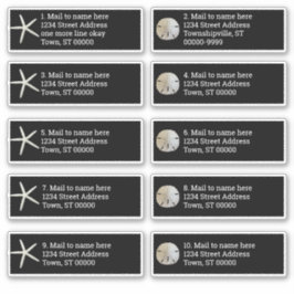 砂ドル海の星黒個々の郵送 シール