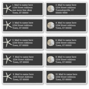 砂ドル海の星黒個々の郵送 シール