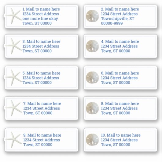 砂ドル海スターホワイト個々の郵送 シール (正面)