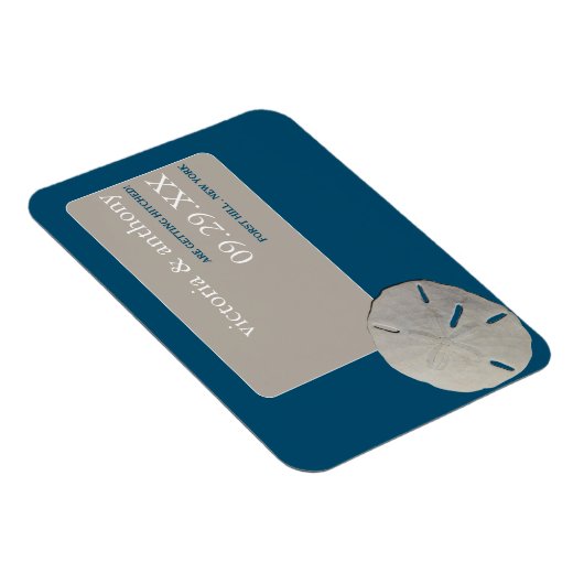 砂ドル海ブルービーチ結婚式日付を保存 マグネット (右側)