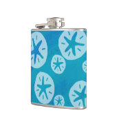 砂ドル白と青のパターン フラスク (左)