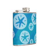 砂ドル白と青のパターン フラスク (右)