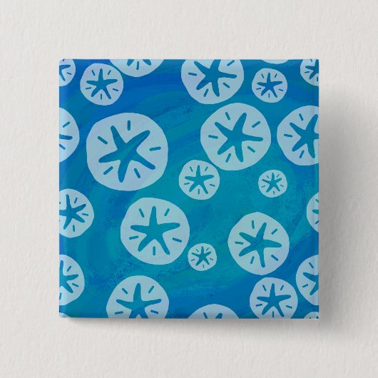 砂ドル白と青のパターン 缶バッジ (正面)