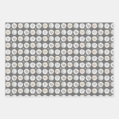 砂ドル黒と灰色のパターン ラッピングペーパーシート (正面3)