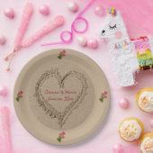 砂ハートバラ紙プレート ペーパープレート (パーティー)