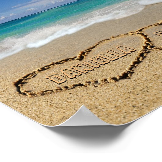 砂パーソナライズされたのハート名写真 ポスター (角)