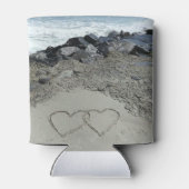 砂パーソナライズされたの中に2つのハート 缶クーラー (裏面)