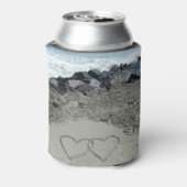 砂パーソナライズされたの中に2つのハート 缶クーラー (缶裏面)