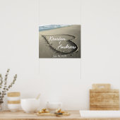 砂パーソナライズされたの贈り物の結婚ハート ポスター (キッチン)