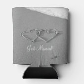 砂パーソナライズされた缶の結婚ハート 缶クーラー (裏面)