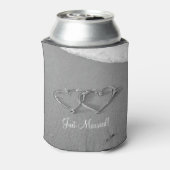 砂パーソナライズされた缶の結婚ハート 缶クーラー (缶裏面)