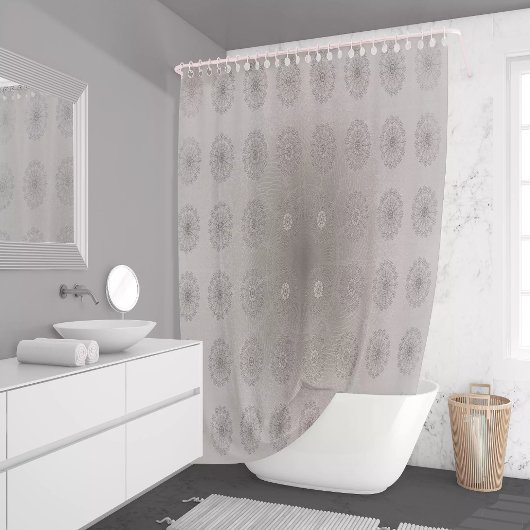 砂ビーチフローラ織パターン（の模様が）ある物 シャワーカーテン