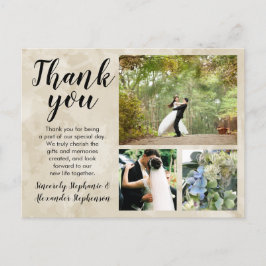 砂ベージュ水の色結婚の感謝の三写真 ポストカード