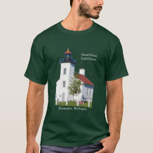 砂ポイント灯台Escanabaのワイシャツの暗闇 Tシャツ