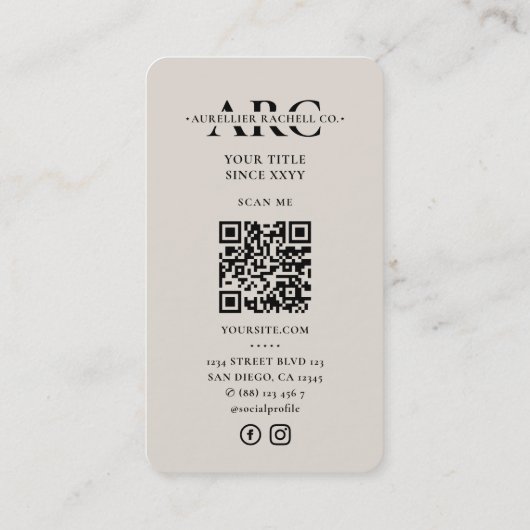 砂ミニマル美容師組紐サロンモノグラム 名刺 (裏面)