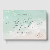 砂モダンハートのスクリプトビーチ結婚式 ゲストブック (正面)