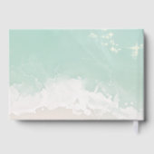 砂モダンハートのスクリプトビーチ結婚式 ゲストブック (裏面)