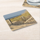 砂丘およびビーチの塀 スクエアペーパーコースター (アングル)
