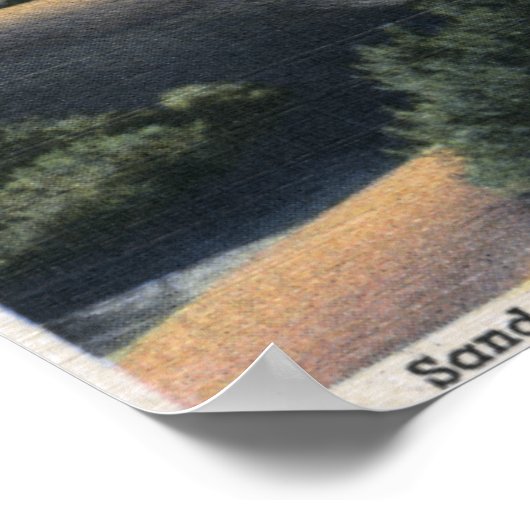 砂丘と雪をかぶった山々 ポスター (角)