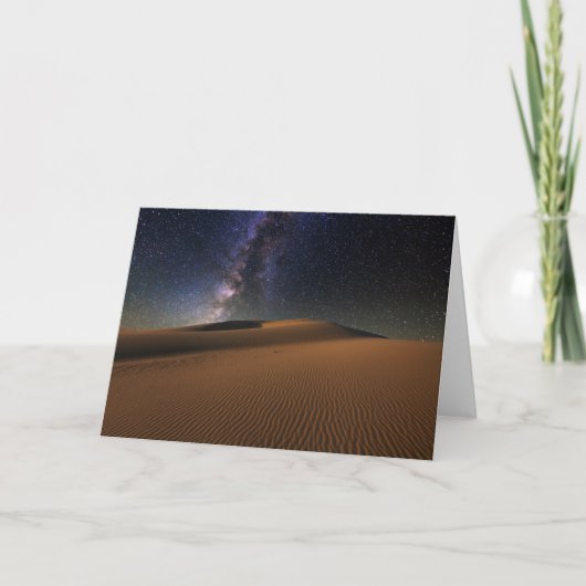 砂丘のゴビ砂漠上の星明かりの空 カード (正面)