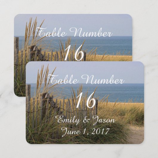 砂丘の浜辺のフェンス 招待状 (正面/裏面)