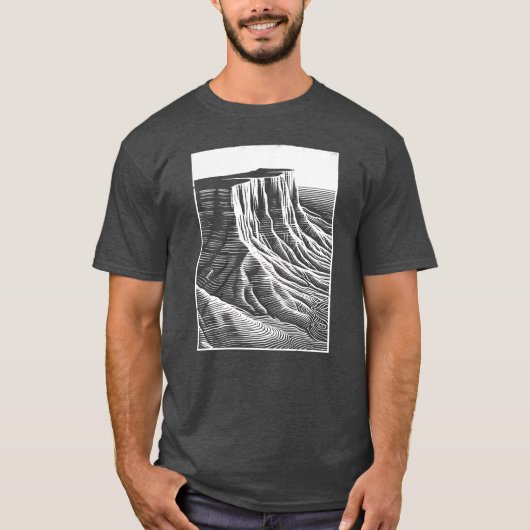 砂丘の線画デザート Tシャツ (正面)