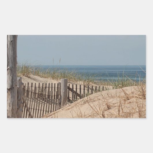 砂丘の風化したビーチフェンス 長方形シール (正面)