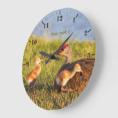 砂丘クレーン子馬 ラージ壁時計 (傾斜)
