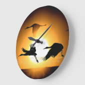 砂丘クレーン鳥野生動物動物の壁時計 ラージ壁時計 (傾斜)
