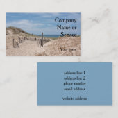 砂丘塀および砂道との海のビーチ場面 名刺 (正面/裏面)