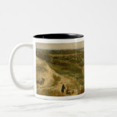 砂丘(キャンバスの油)からのハールレムの眺め ツートーンマグカップ (左)