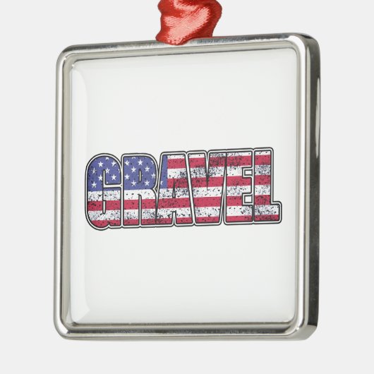砂利サイクリングアメリカ国旗 メタルオーナメント (左)