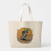 砂利自転車ライダー（太陽光線） ラージトートバッグ (裏面)