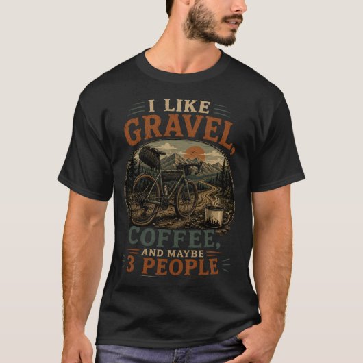砂利道とコーヒー、それにたぶん3人 Tシャツ (正面)