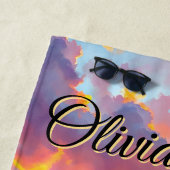 砂地に熱帯花の名前を追加 ビーチタオル (インサイチュ)