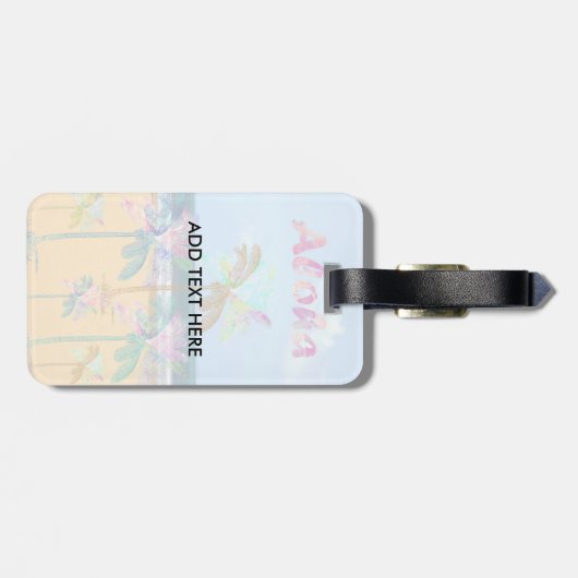 砂地の熱帯ビーチの水彩ヤシの木 ラゲッジタグ (裏面横)