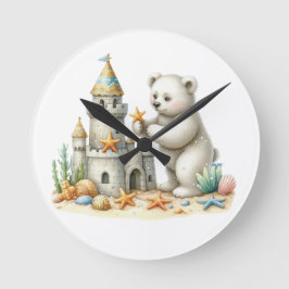 砂城とテディベア ラウンド壁時計