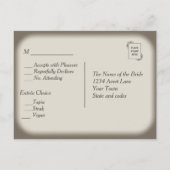 砂岩と金ゴールドメニューRSVP インビテーションポストカード (裏面)