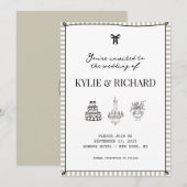 砂岩のストライプ枠 Save The Date 招待状 (正面/裏面)