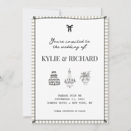 砂岩のストライプ枠 Save The Date 招待状