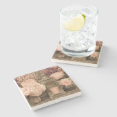 砂岩コースター牡丹、ランタン、クラテス ストーンコースター (横)