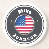 砂岩コースター – カスタムアメリカ国旗の名前を追加 コースター (正面)