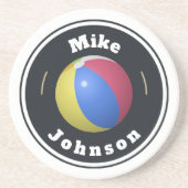 砂岩コースター – カスタムビーチボール(名前を追加) コースター (正面)