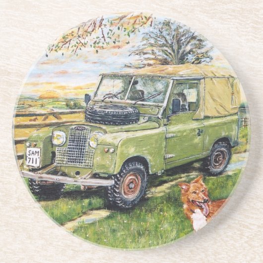 砂岩熱い飲み物のコースターの"農場"のデザイン コースター (正面)